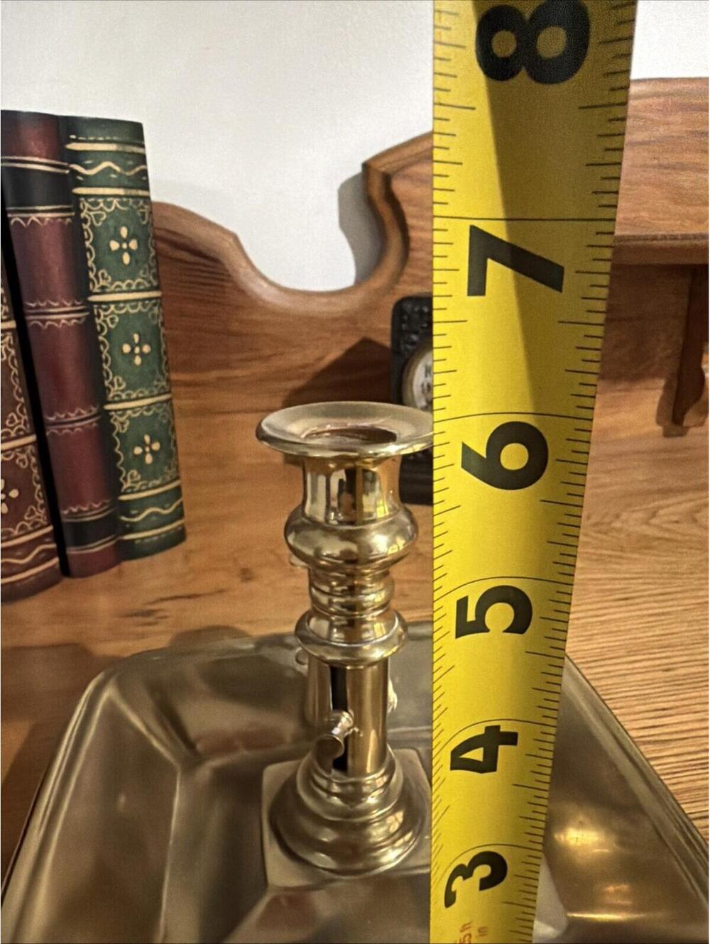 Antique Primitive Victorian Brass Chamber stick Candle Holder & Snuffer Colonial - Picture 13 of 14